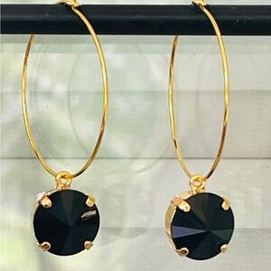 Earrings Endless Hoop 12mm Austrian Crystal  Drop Earrings